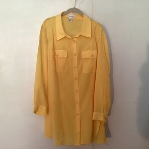 Chelsea Studio canary yellow 18W long button down blouse